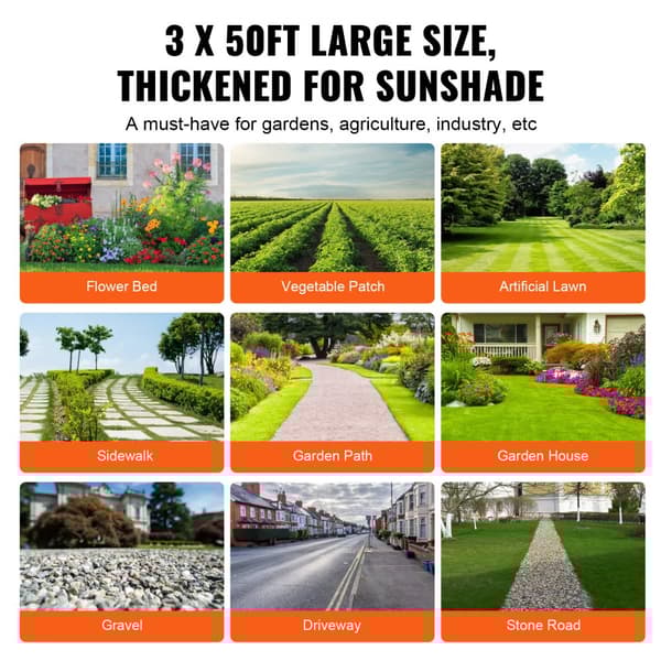3FTx50FT Premium Tyngd Ogräsbarriär, 3,2OZ Geotextil, Hög Permeabilitet för Ogräsblockering och Trädgårdsanvändning