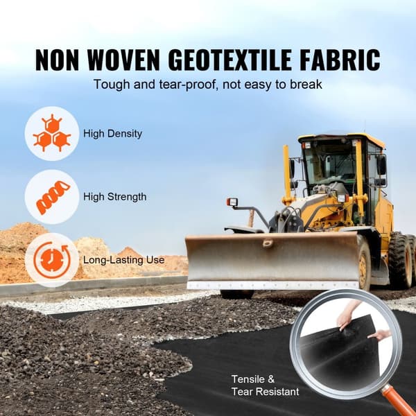 Körsbandsduk, 3,28x164FT ovävt geotextil för landskapsplanering, kraftig ogräsbarriär, dränering och marktäckning.