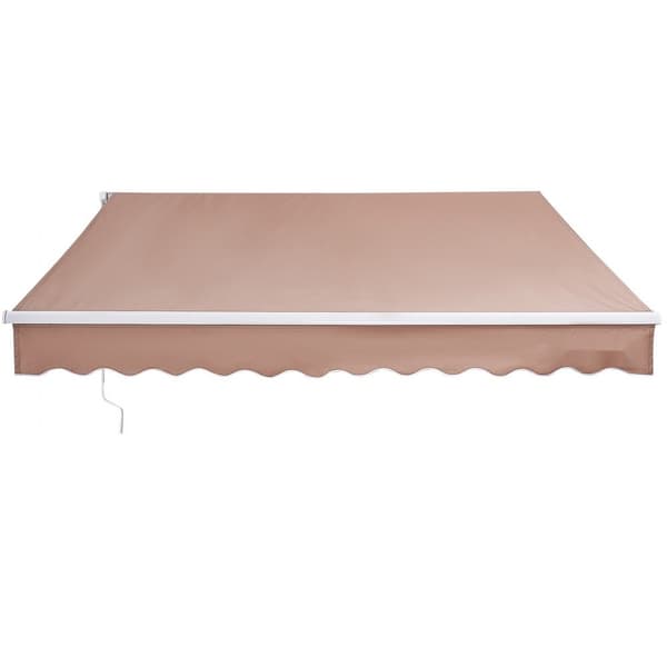 Manuellt infällbart förtält, 8 x 7 ft, vattenavvisande polyester, solskydd för uteplats, balkong och dörr.