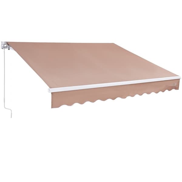 Manuellt infällbart förtält, 8 x 7 ft, vattenavvisande polyester, solskydd för uteplats, balkong och dörr.