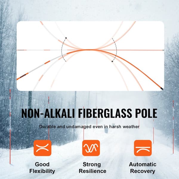 Indkørselsmarkører, 100 stk. 48" fibertellinger med refleksbånd og beskyttelseshandsker til synlige parkeringspladser og gangbroer.