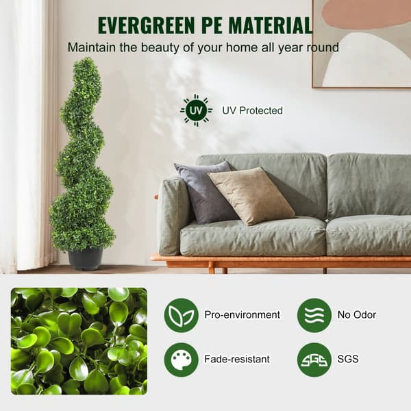 Kunstige buksbomtræer, 90 cm høje (2 stk.), eviggrøn topiary til indendørs/udendørs dekoration med udskiftelige blade.