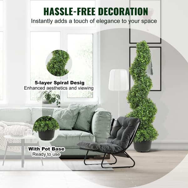 Kunstige buksbomtræer, 90 cm høje (2 stk.), eviggrøn topiary til indendørs/udendørs dekoration med udskiftelige blade.