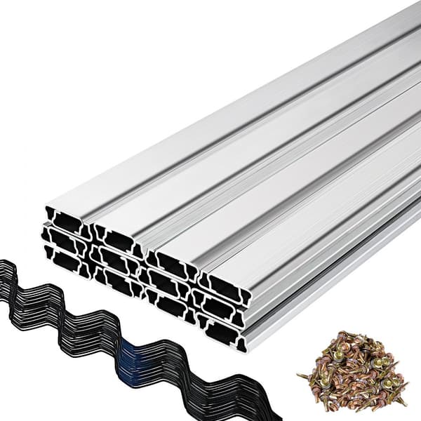 Fjedertråd og låsekanal, 2m fjederlås & U-kanal til drivhus. 30 pakker PE-belagte fjedertråde og aluminiumsprofiler med plastfilm eller skyggefor.