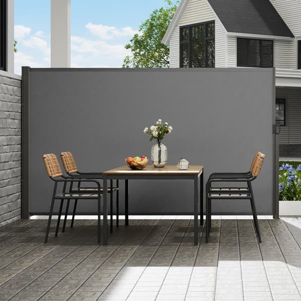 Tilbagetrækkeligt sidemarkise i grå, 79''x 118''. Vandtæt, UV 30+ terrasse- og haverumdel. Perfekt til privatliv på balkon eller terrasse.