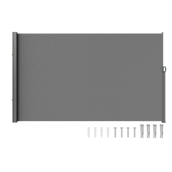 Sisäänvedettävä sivumarkiisi 79''x118'', vedenpitävä polyesteri, UV 30+, harmaa patio- ja terassisuojus.