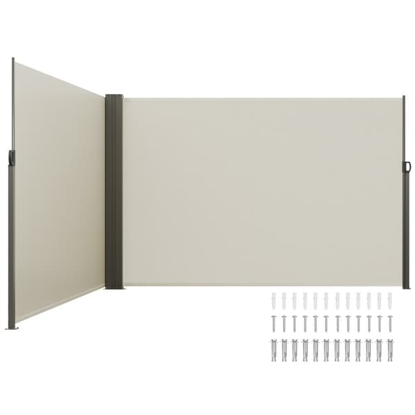 Sisäänvedettävä sivumarkiisi 79''x236'', vedenpitävä polyesteri, UV 30+, beige patio- ja terassisuojus.