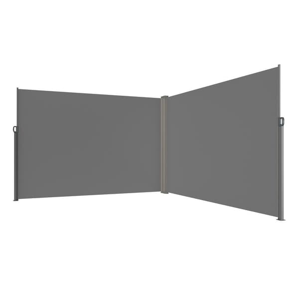Tilbagetrækkelig sidemarkise 79''x236'' - udendørs privatskærm i 180 g vandtæt polyester. UV 30+ rumdeler til terrasse, balkon og have. Grå.