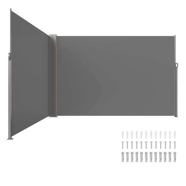 Sisäänvedettävä sivumarkiisi, 79''x236'', vedenpitävä polyesterisuojus, UV 30+, harmaa huoneenjakaja patiolle.