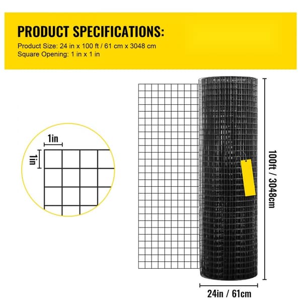Hardwareklud 24" x 100' med 1"x1" maskestørrelse, galvaniseret vinylbelagt 16 gauge kyllingetrådshegn, skæretang