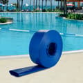 Miniatyrbillede 8 af 9: Udløbs-/drænslange, 2" x 105', PVC, fladtliggende, robust til tilbageskyldning, vejr- og sprængsikker, ideel til pool og vandoverførsel, blå.