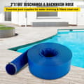 Miniatyrbillede 2 af 9: Udløbs-/drænslange, 2" x 105', PVC, fladtliggende, robust til tilbageskyldning, vejr- og sprængsikker, ideel til pool og vandoverførsel, blå.