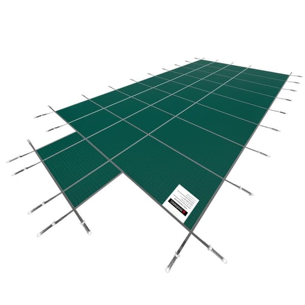 Sikkerhedsoverdrag til 18x36 fod rektangulære pools. Mesh cover med drænhuller, ideel til vinterbeskyttelse og sikkerhed.