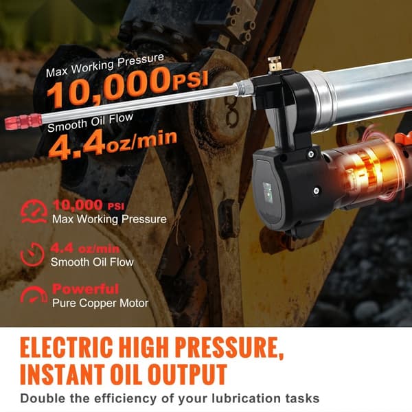 Ledningsfri elektrisk fedtpistol 20V, 2,0 Ah batteri, 10.000 PSI med etui - perfekt til vedligeholdelse og reparation.