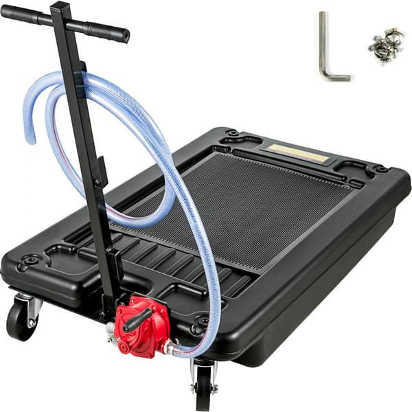 Bærbar olieaftapningsbeholder med pumpe, 64L (17 gallon), lavprofil med 8' slange - perfekt til SUV'er og lastbiler.