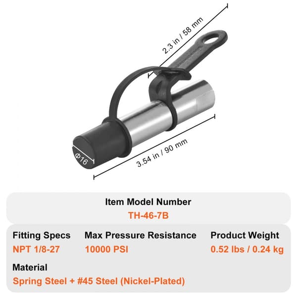 Fedtpistolkobling med 10.000 PSI højtryk, 3-kæber låsning og hurtigudløsende spids. Passer til alle fedtpistoler med 1/8" NPT-fittings.