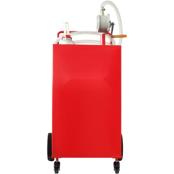 30 gallonan polttoainesäiliö, kaasusäiliö, 4 pyörää, manuaalinen pumppu, bensiini-diesel autoille, veneille, punainen.