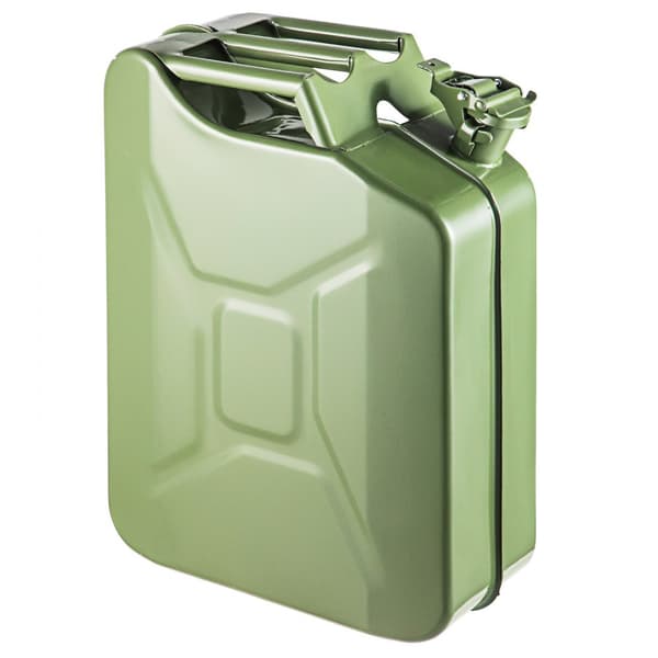 Jerry bränsledunk, 5,3 gallon / 20 L bärbar med flexibelt pip, rost- & värmebeständig stål för bilar och lastbilar, grön.
