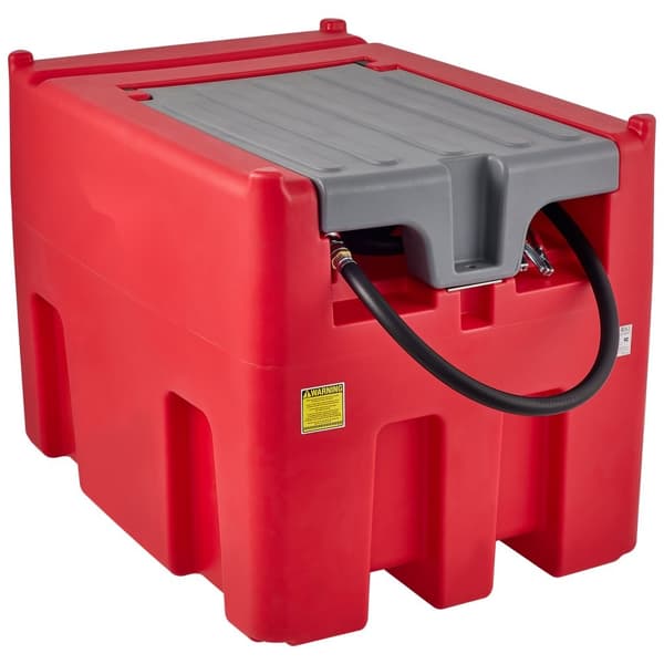 Bærbar dieseltank med 116 gallons kapacitet, 10 GPM flow, 12V pumpe, 13,1 fod slange - ideel til hurtig brændstoftransport. Rød.