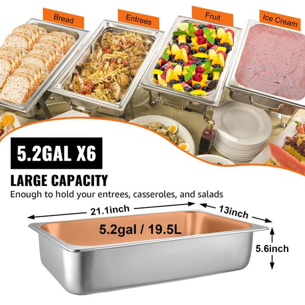6 Pack Höyrypöytäpannu 20,9 x 12,8 x 5,9 tuumaa, syvä 20,5 l ruostumattomasta teräksestä. Hotellipannut.