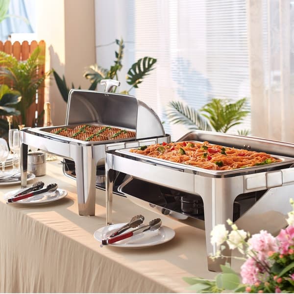 Roll Top Chafing Fad Buffet Sæt, 8 Qt rustfrit stål Chafer med låg, vandret varmelegeme til op til 8 personer. Ideel til catering!