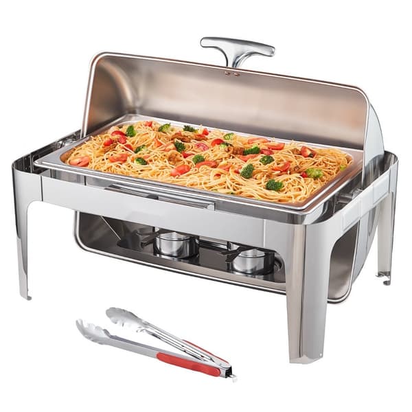 Roll Top Chafing Fad Buffet Sæt, 8 Qt rustfrit stål Chafer med låg, vandret varmelegeme til op til 8 personer. Ideel til catering!