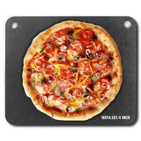 Pizzastål 16" x 14,5" x 1/4" til ovn, kulstål pizzabagesten med 20X ledningsevne, robust pizzapande til grill og ovn.