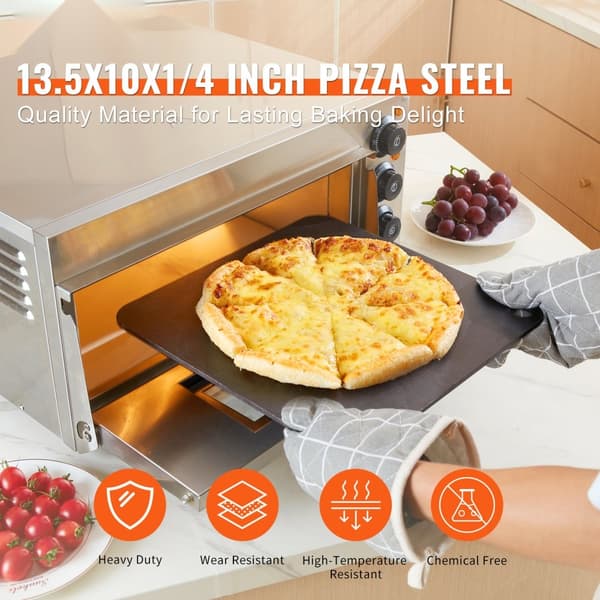 Pizza Steel, 13,5" x 10" x 1/4" hiiliteräspizzakivi, 20x johtavuus, kestävä pizzapannu uuniin ja grillille.
