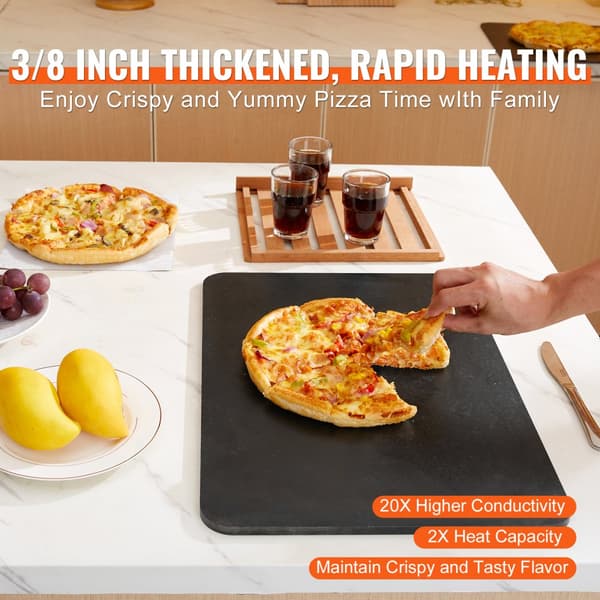Pizzastål, 20" x 14" x 3/8", kulstål bagesten til ovn, høj ledningsevne, robust rustfri pizzapande til grill og ovn.