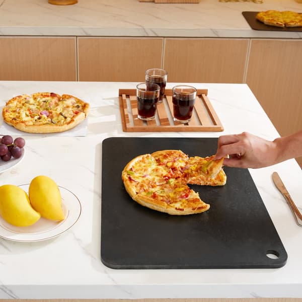 Pizzastål, 20" x 14" x 3/8", kulstål bagesten til ovn, høj ledningsevne, robust rustfri pizzapande til grill og ovn.