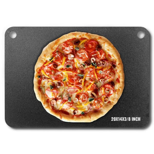 Pizzastål, 20" x 14" x 3/8", kulstål bagesten til ovn, høj ledningsevne, robust rustfri pizzapande til grill og ovn.