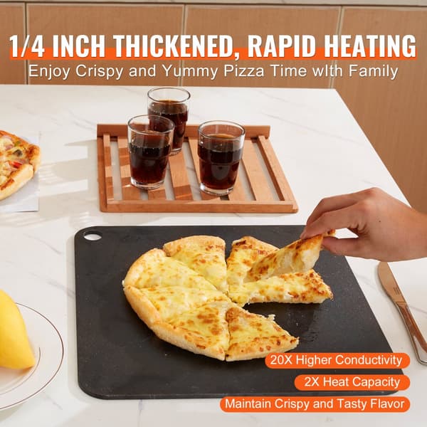 Pizzastål, 35x35 cm x 0,6 cm, høj ledningsevne, stærk rustfri pizzapande til grill og ovn. Ideel til perfekt bagte pizzaer.