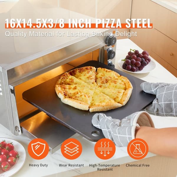 Pizza Steel, 16" x 14,5" x 3/8" pizzateräslevy, esimaustettu hiiliteräs, 20X johtavuus, Heavy Duty -pizzapannu.