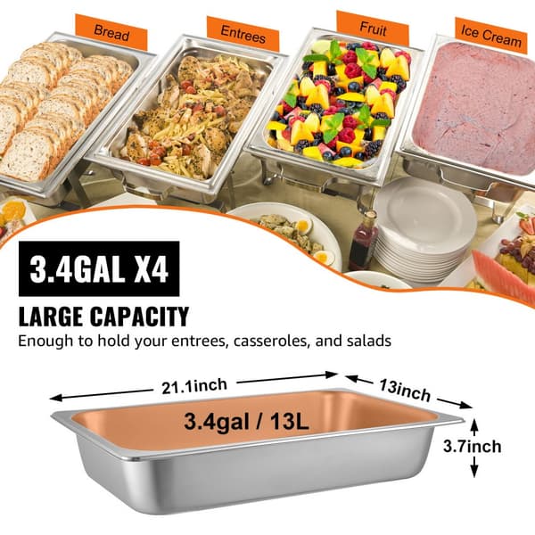 4 Pack Höyrypöytäpannu 20,9 x 12,8 x 3,9 tuumaa, 13L ruostumaton teräs, anti-höyry uunitarjotin hotellikäyttöön