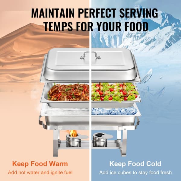 4-pak rektangulært gnidningsfad sæt med 8Qt pan ramme og brændstofholder til grill.