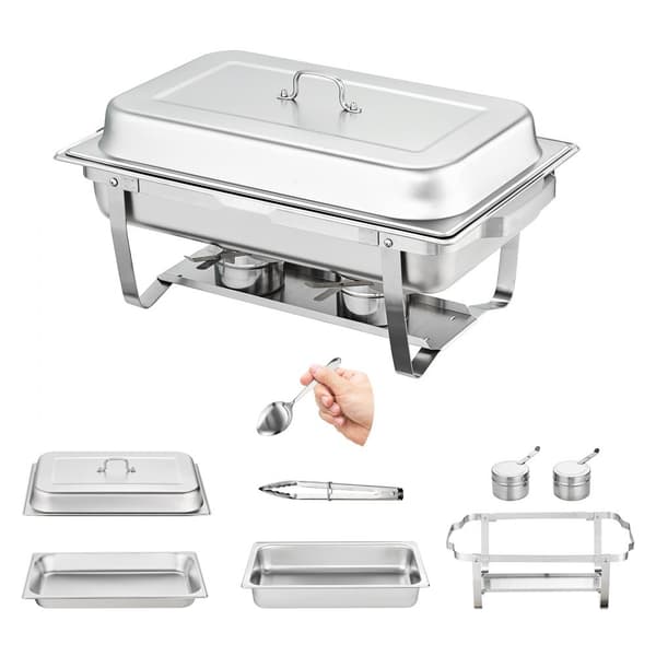 4-pak rektangulært gnidningsfad sæt med 8Qt pan ramme og brændstofholder til grill.