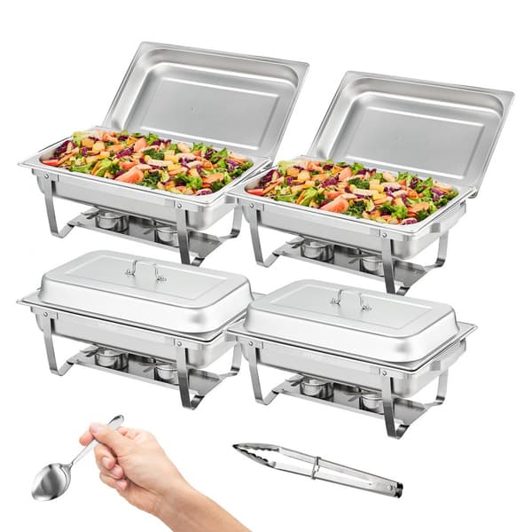 4-pak rektangulært gnidningsfad sæt med 8Qt pan ramme og brændstofholder til grill.