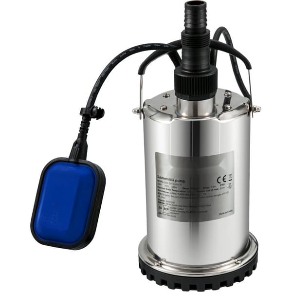 Dykpumpe 550W, 9500L/H, med 10 m ledning og automatisk svømmerafbryder. Ideel til tørring af svømmebassiner og boblebade.