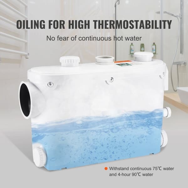 Dykpumpe, 500W Macerator med 6600 L/h flow, 8 m løftehøjde. Ideel til toilet, kælder, køkken og bruser.