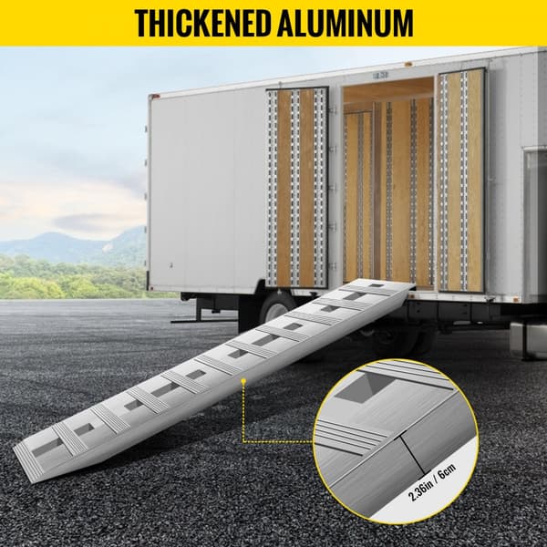60'' X 12'' Aluminium Trailer Ramper, 6000 lbs Total, Beavertail Krog Ende - 1 Par af 2 Ramper til transport.