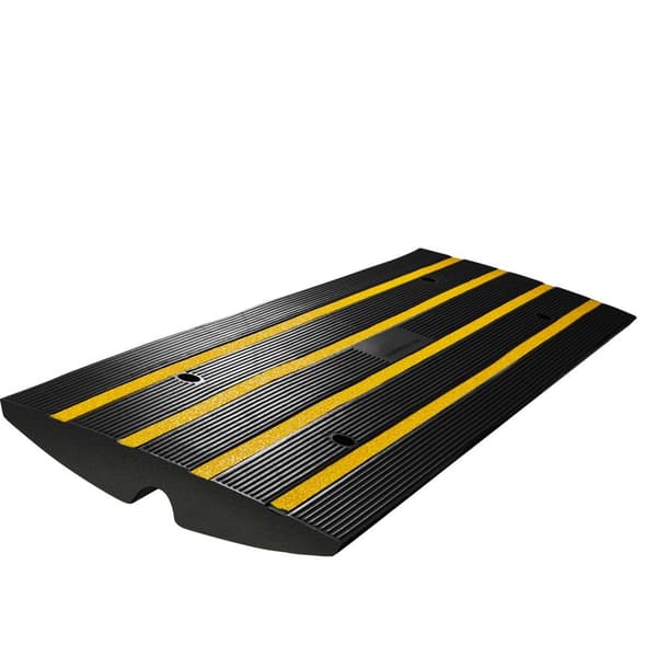 Trottoarramp, 2,6-tums gummiramp, 33069 lbs viktkapacitet, tröskelramp för garage och lastbrygga. Komplett set.