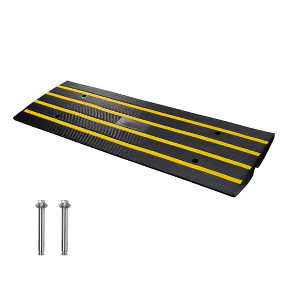 Trottoarramp, 2,6-tums gummiramp, 33069 lbs viktkapacitet, tröskelramp för garage och lastbrygga. Komplett set.
