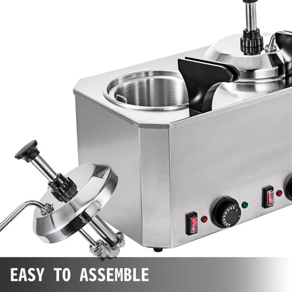 Varm Ostpump Fudge Värmare 2 pumpar Rostfritt Stål 30-110℃ Nacho Ost Dispenser 10-30ML per gång för varm fudge och karamel.