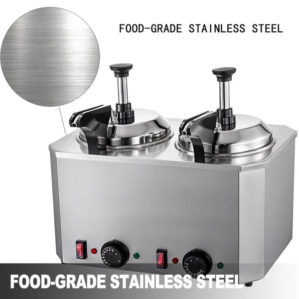 Varm Ostpump Fudge Värmare 2 pumpar Rostfritt Stål 30-110℃ Nacho Ost Dispenser 10-30ML per gång för varm fudge och karamel.