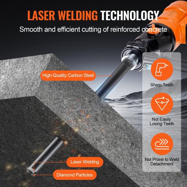 Kernebor 1-1/4" med diamant, 14" boring dybde. Ideel til beton med 5/8"-11 indvendigt gevind. Laser-svejset kvalitet.