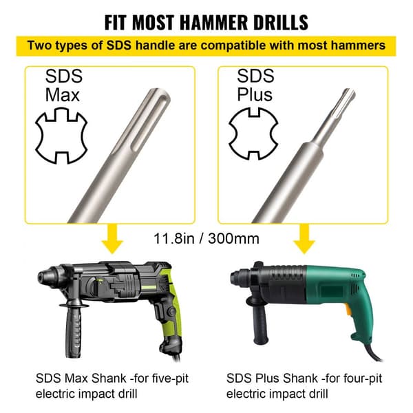 Betonghålsågssats 30/40/65/80/100 mm SDS Plus/SDS Max med 11,8"/300 mm vevstake för tegel, cement, kakel.