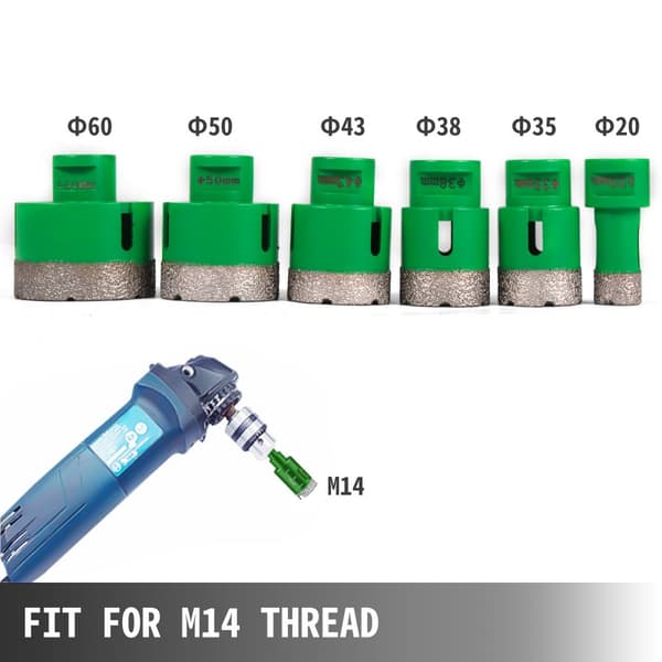 Timanttireikäsahasarja 6 kpl, M14 poranterät, tarkka poraus laatoille ja keraamiselle graniitille.