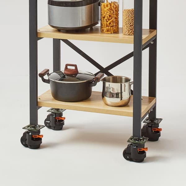 Uppställning av 4 utjämningshjul, 2200 lbs kapacitet, 2,5 tum, robust design, svängbara hjul, justerbara fötter.