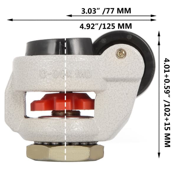 4-pack Nivelleringshjul GD-80S, Stammonterad Footmaster, 1102 lbs per hjul, Nylonhjul och NBR Pad (GD-80S)