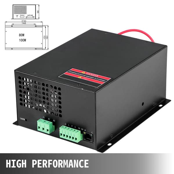 Laser Strømforsyning 100W til CO2 Laser Gravør - Effektiv Strømtilførsel til Laser Cutter og Graveren.